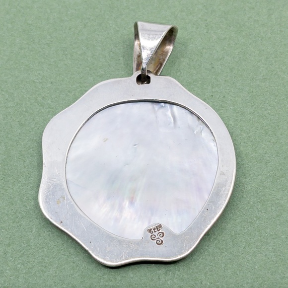 Sterling Silver White Mother of Pearl Fan Pendant Necklace  Sterling Silver and Mother of Pearl Pendant - NWOT